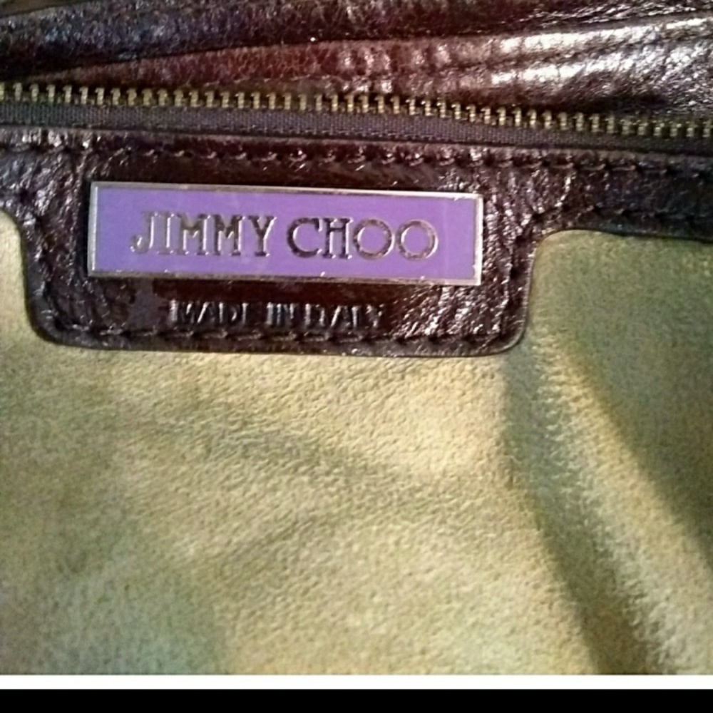 JIMMY CHOO "MAHALA" BROWN DISTRESSED TOTE BAG - Picture 2 of 8